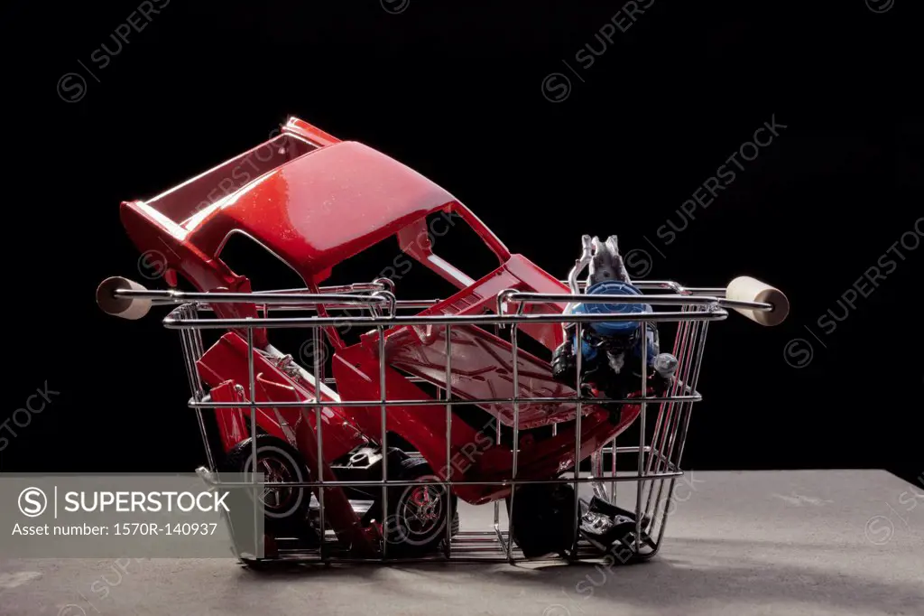 Shopping basket of car parts