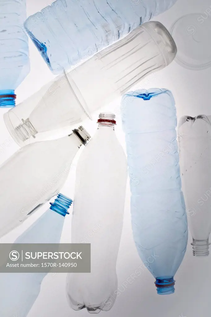 Overhead of plastic bottles