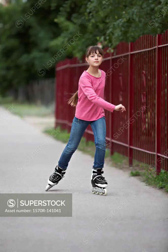 A girl inline skating