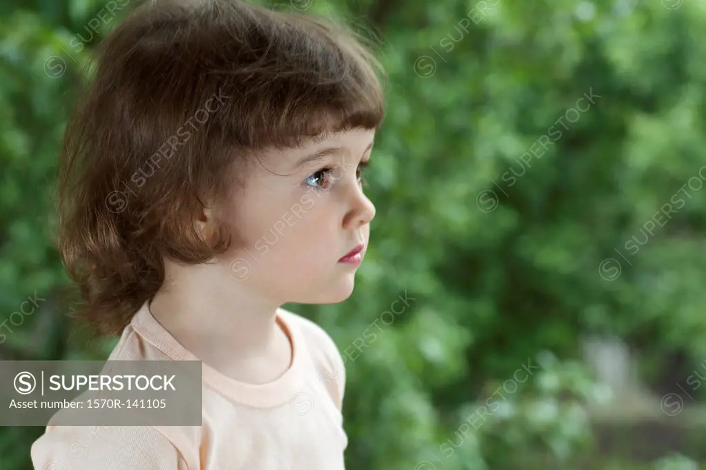 A young girl looking away