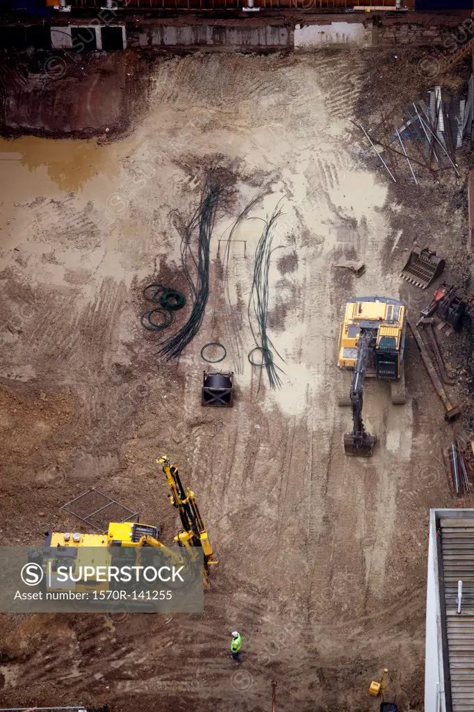 Aerial view of construction site