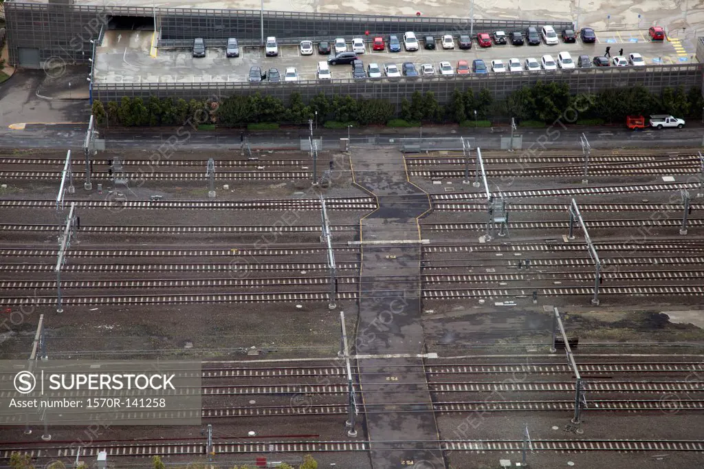 Railway lines and car park