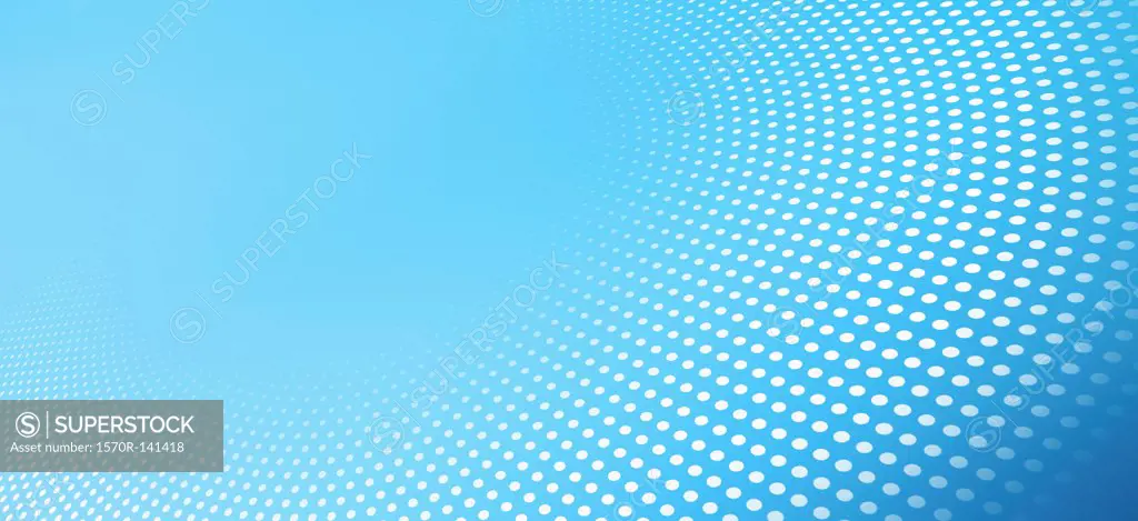 Curved dot pattern against an blue background