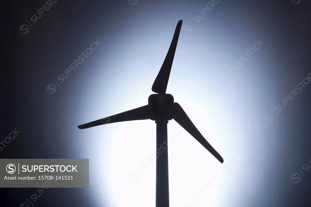 A model of a wind turbine, close-up