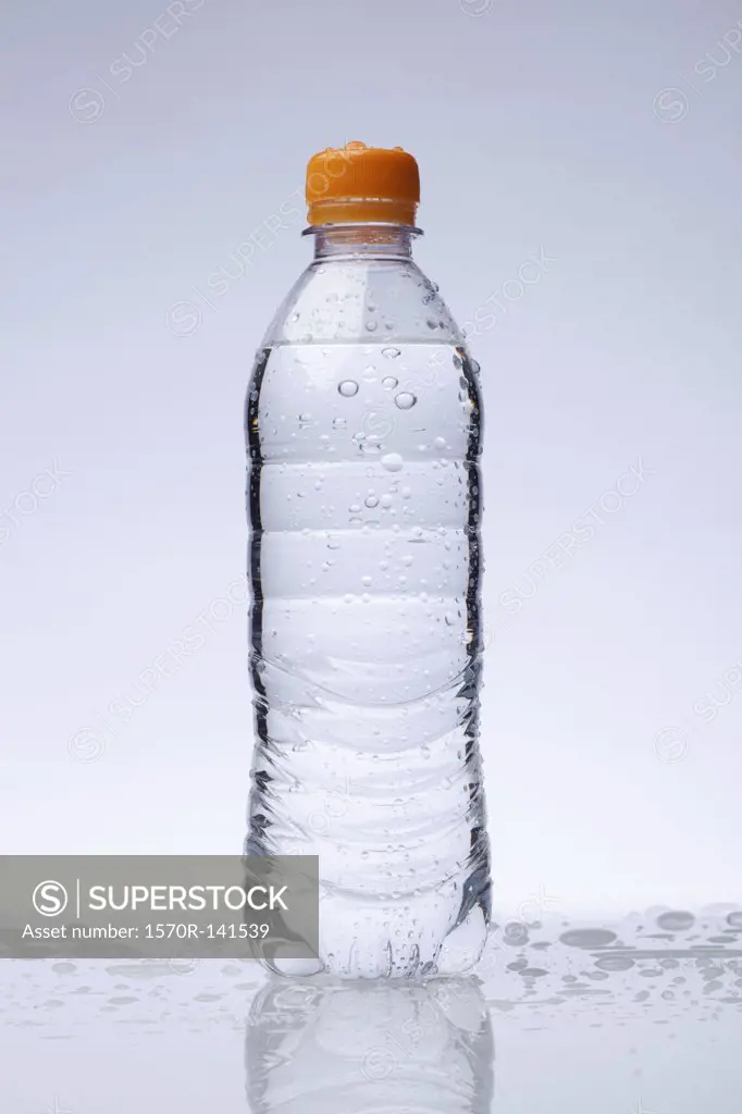 A full plastic water bottle