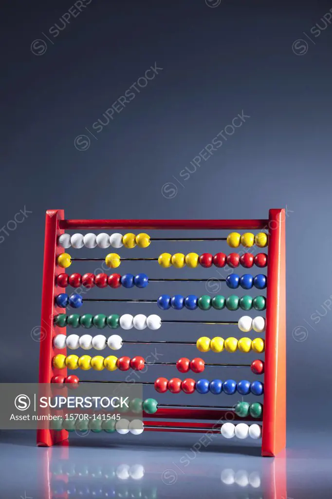 An abacus with multi colored wooden beads