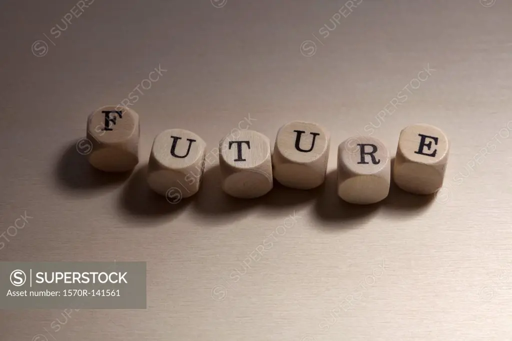 Lettered cubes spelling the word Future