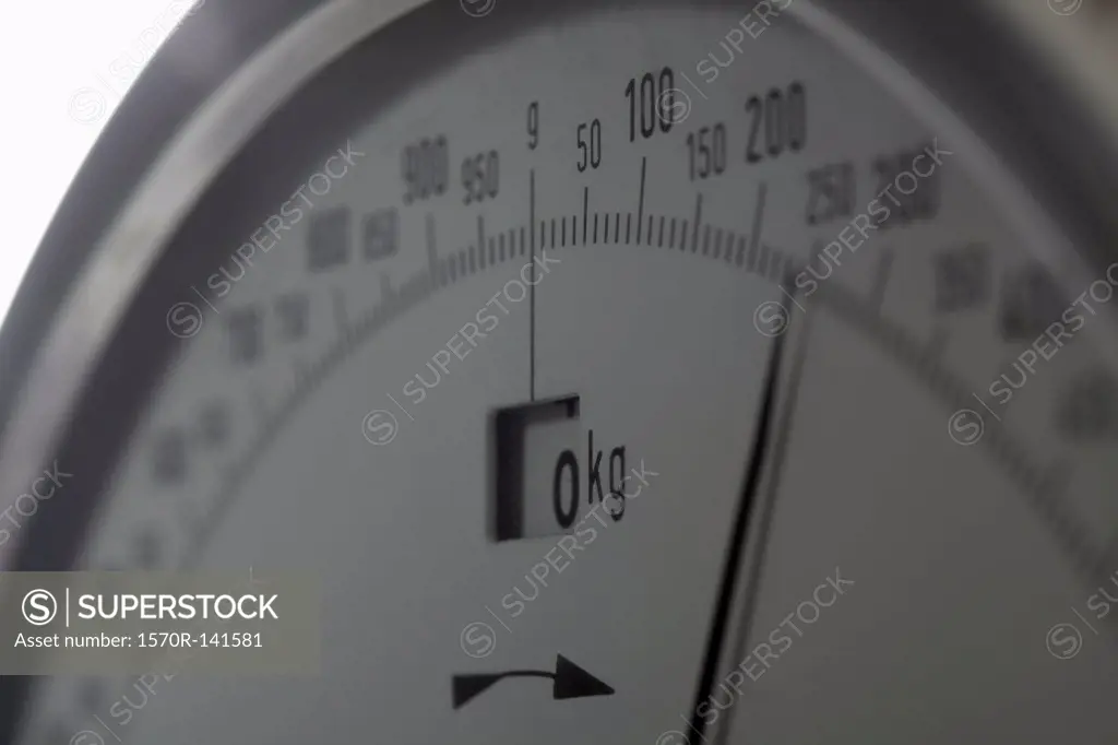 Numbers on a kitchen scale, extreme close up