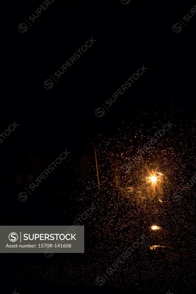 Firework exploding at night