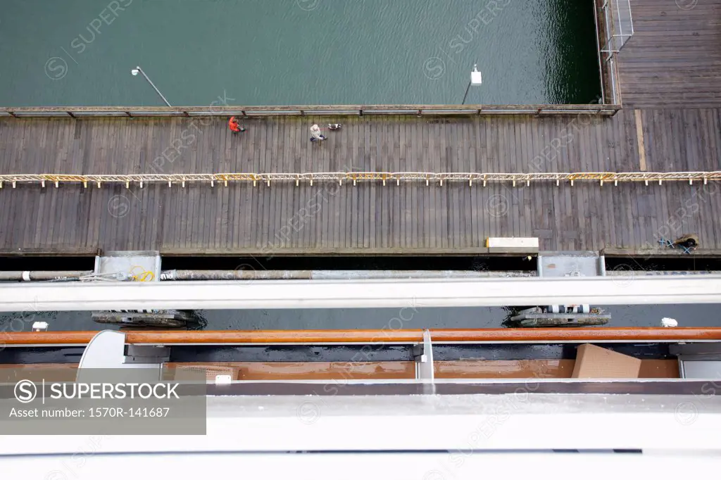 View of a dock from the balcony of a passenger ship, Juneau, Alaska