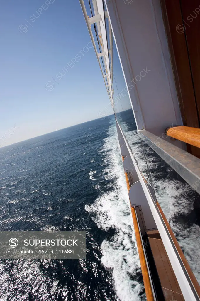 View of the wake of a passenger ship traveling on the sea, Seattle, Washington, USA