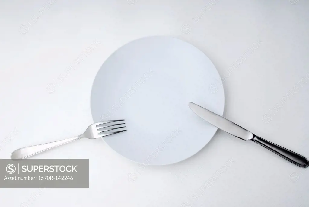 Knife, fork and plate