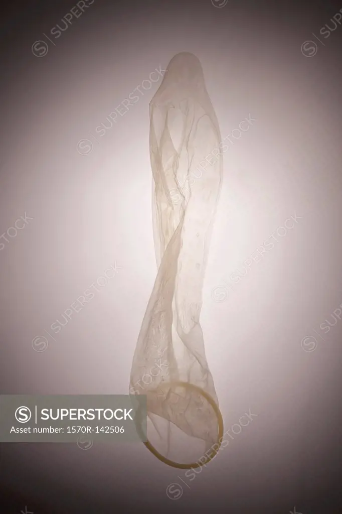 An empty used condom seen from above
