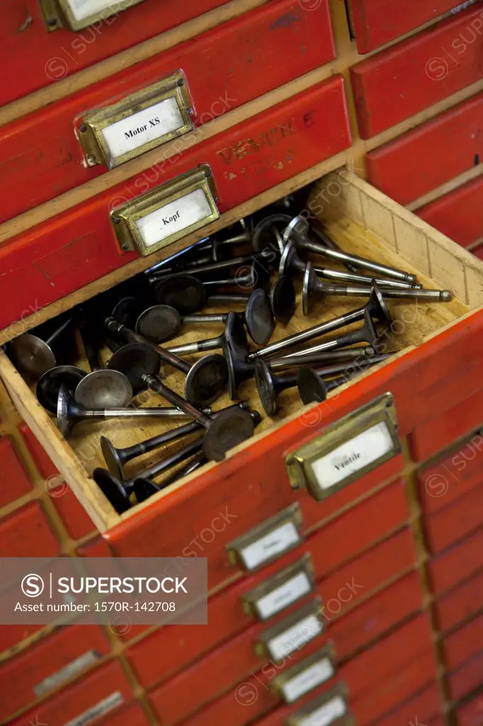 Drawer of motorcycle valves