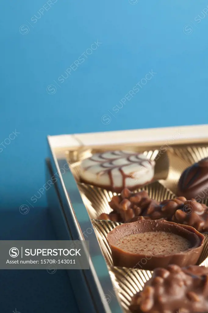 Detail of chocolates in a box