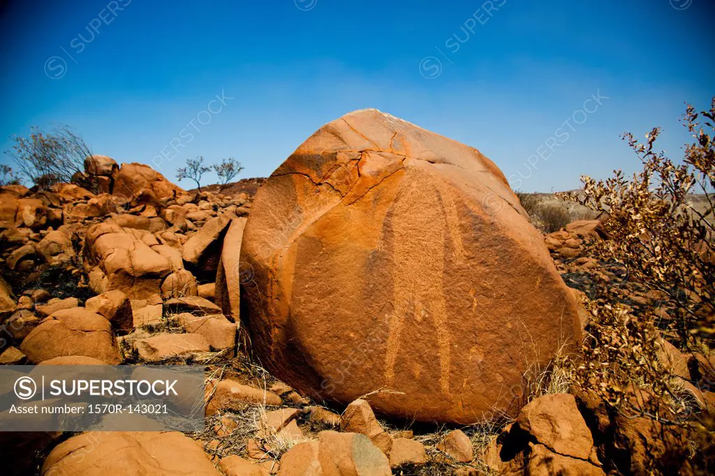 Aboriginal etching on a rock, Broome, Western Australia, Australia