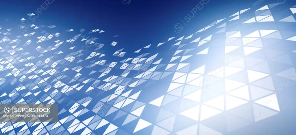 A pattern of triangles on a blue background