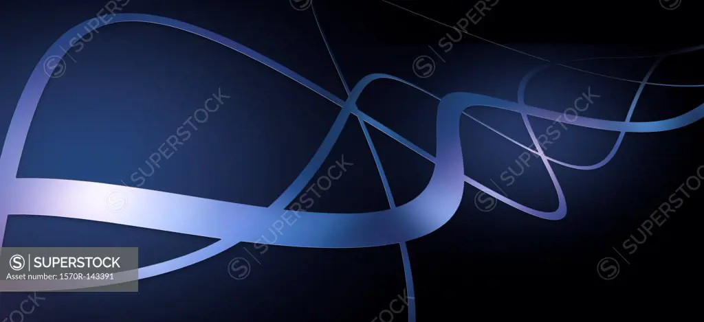 Graceful lines intertwining against a dark blue background
