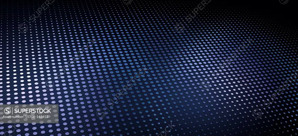 A pattern of metallic dots on a dark blue background