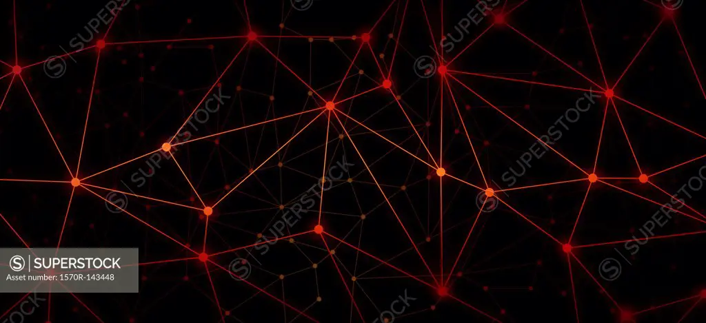 A web of bright red dots connected by lines against a black background