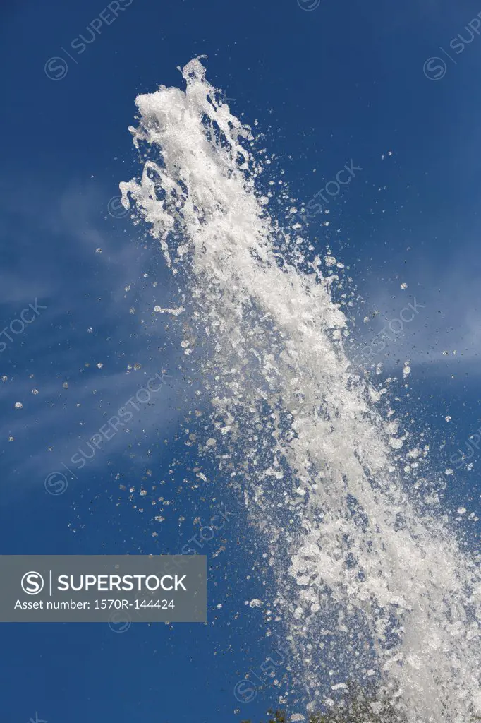 Water spraying up from a fountain, close-up