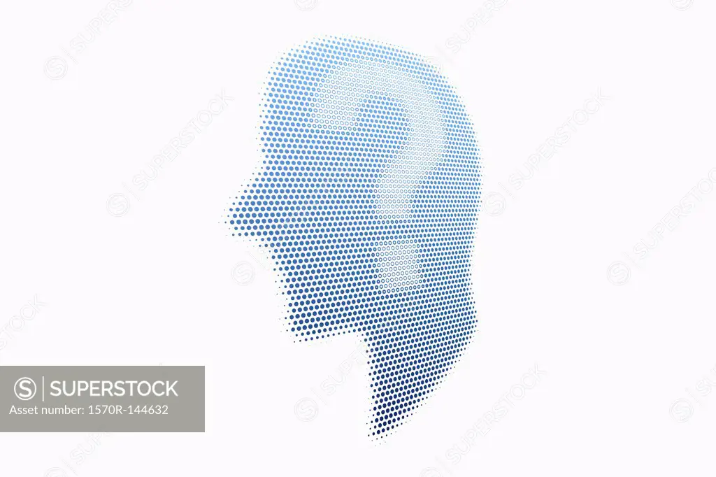 Graphic of a man in profile with a question mark