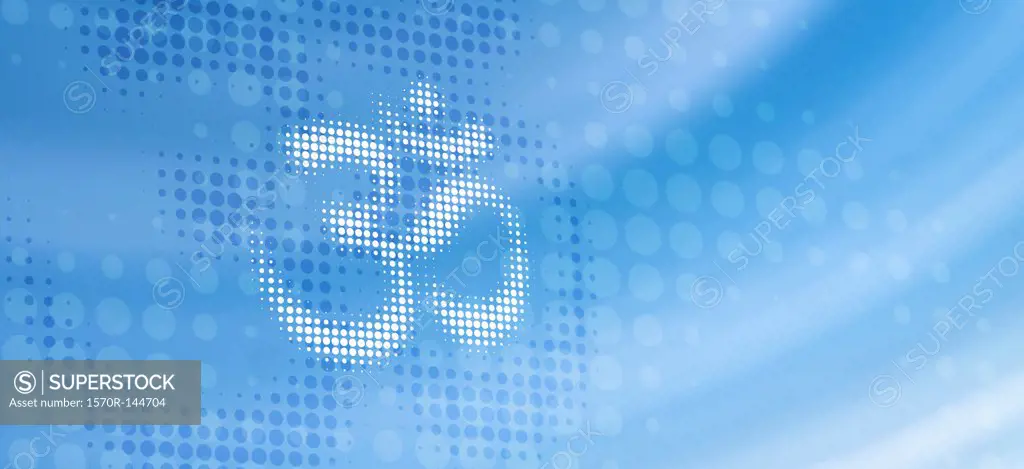 Spotted 'Om' symbol reflected on abstract surface