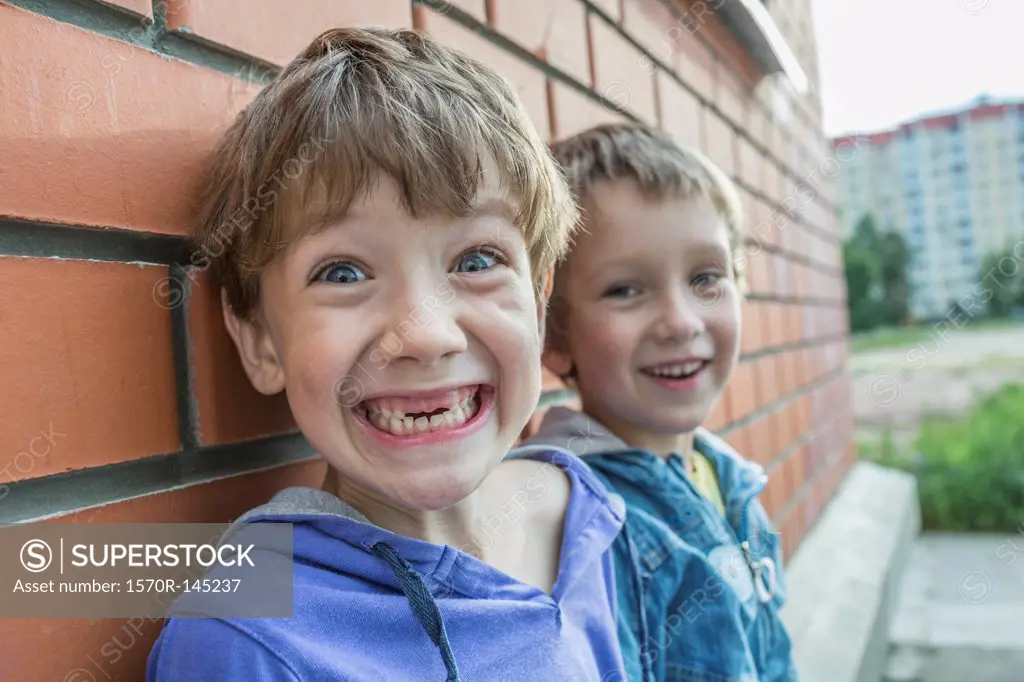 Portrait of boys smiling