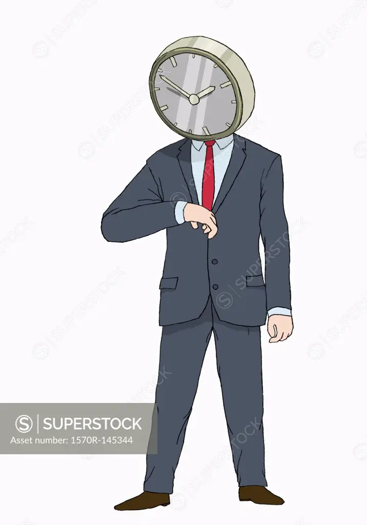 Illustration of businessman with clock head