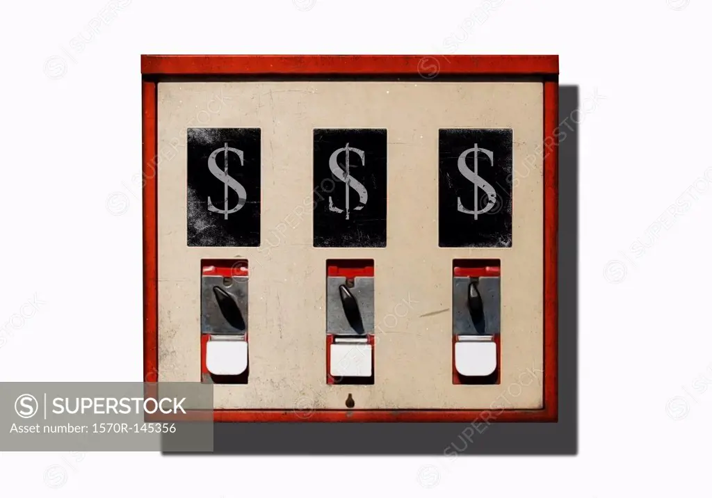 Illustration of dollars signs on a vending machine