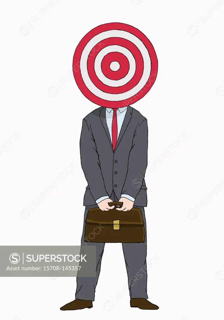 Illustration of businessman with target in front of his head