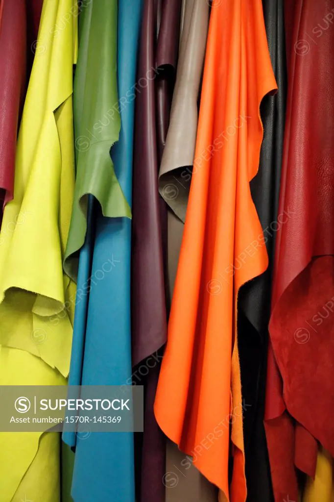 Close-up of various colors of leather textiles