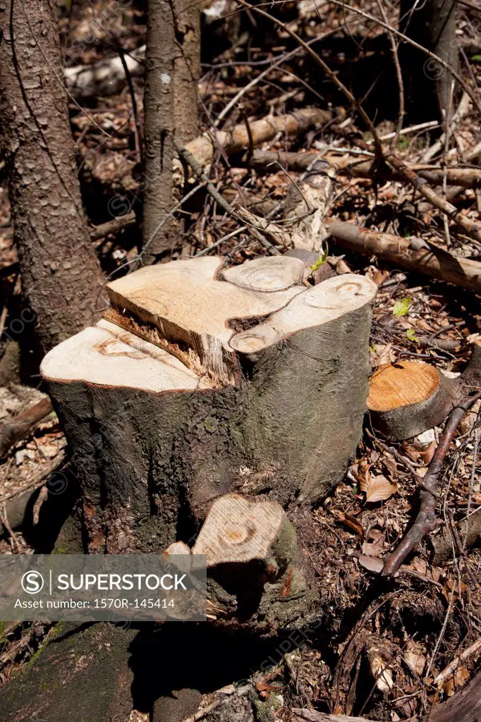 Tree stump in a forest