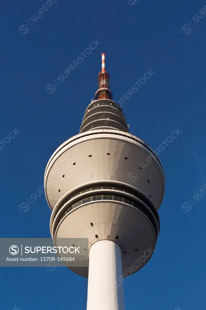 Low angle view of Heinrich Hertz radio telecommunication tower, Hamburg, Germany