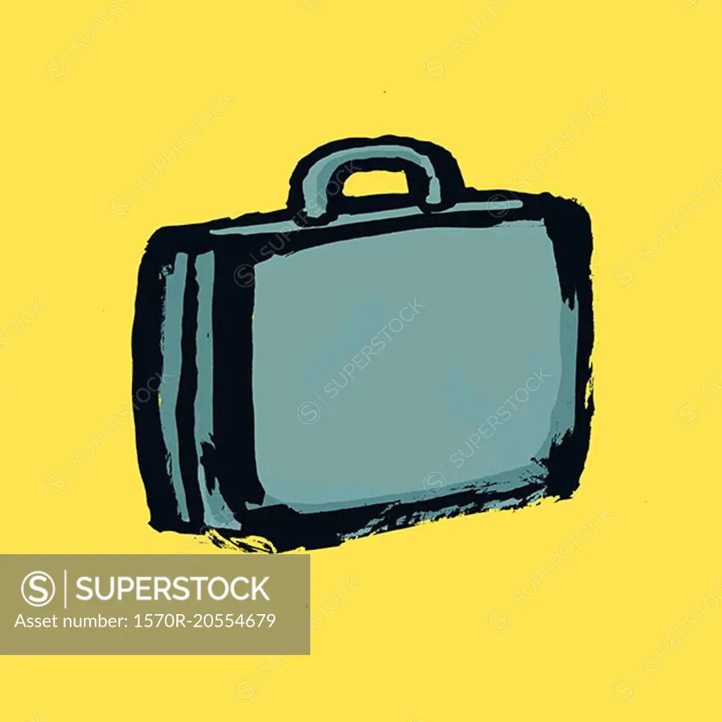 Illustration of briefcase against yellow background