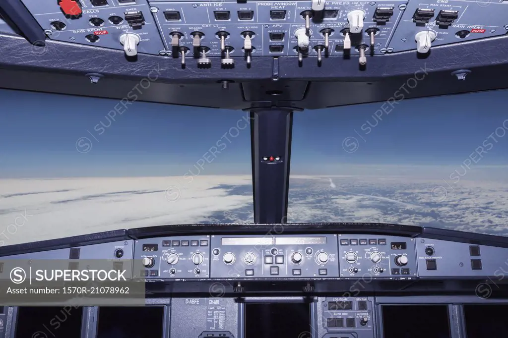 Interior of airplane cockpit