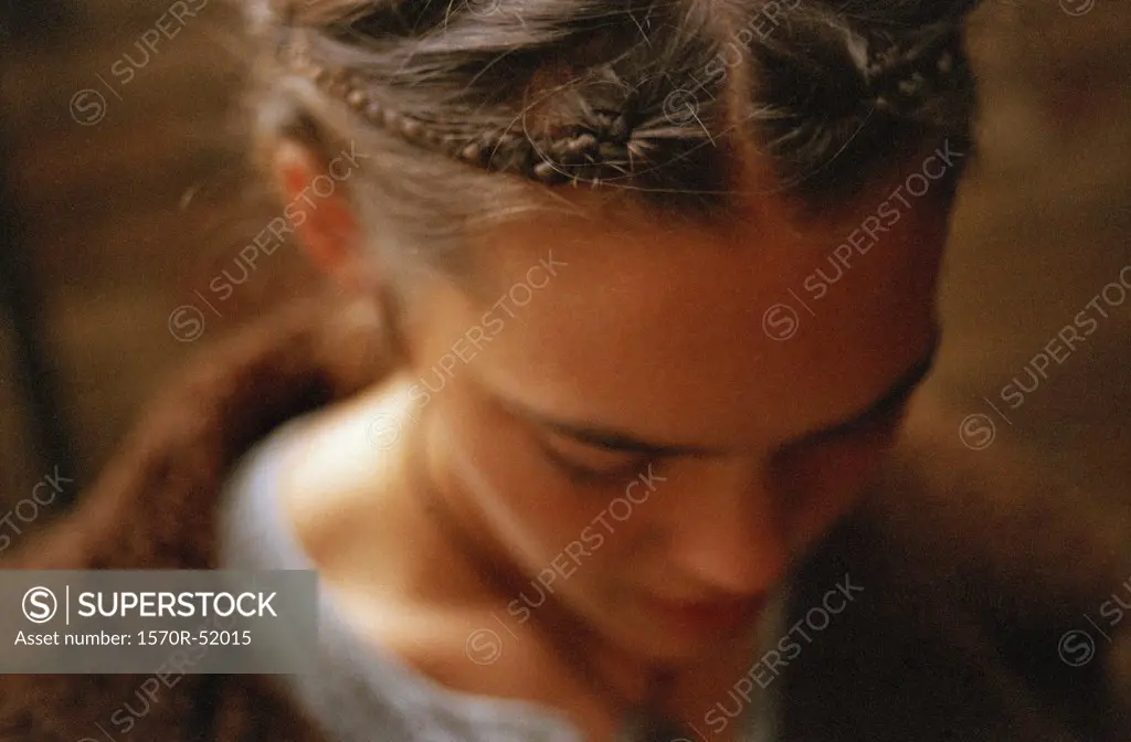 Braids in a young woman's hair