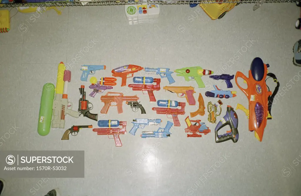 A collection of toy guns