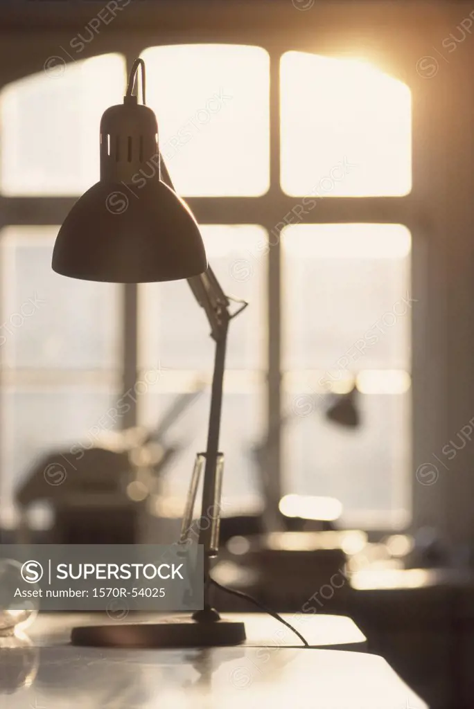 A lamp on a desk
