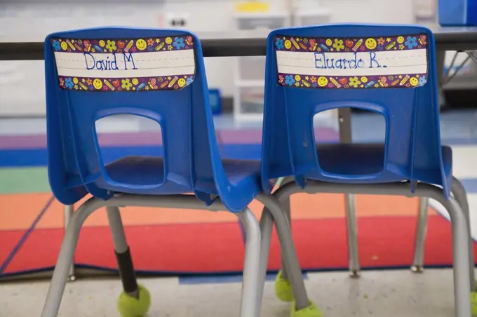 Two chairs in a primary school