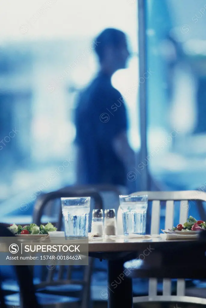 Glasses on a table in a restaurant