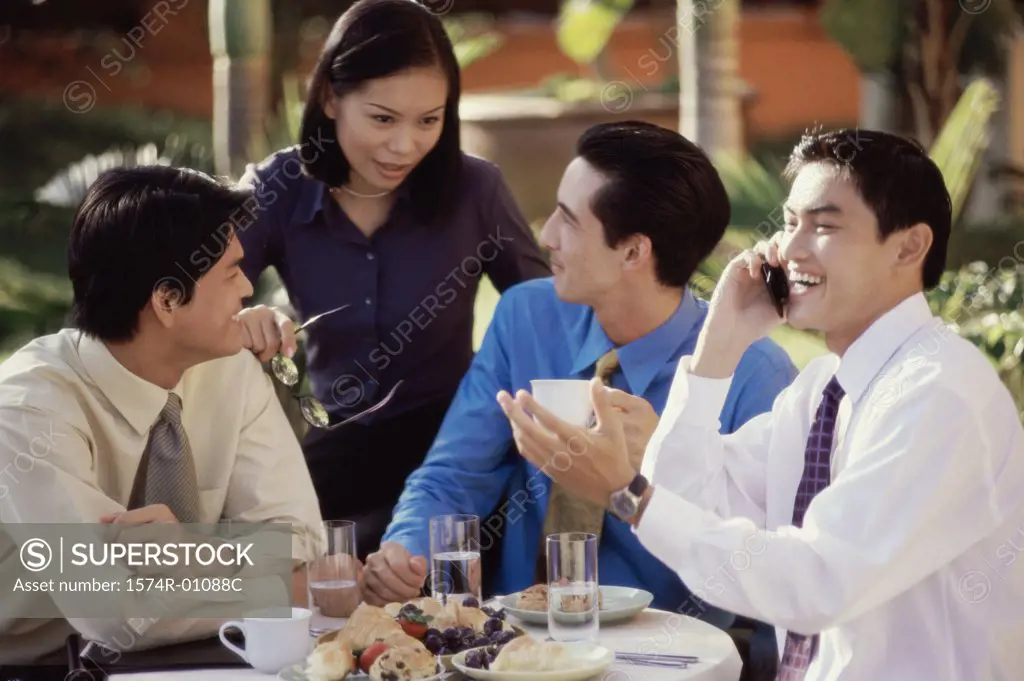 Business executives sitting in a restaurant
