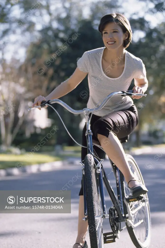 Young woman cycling