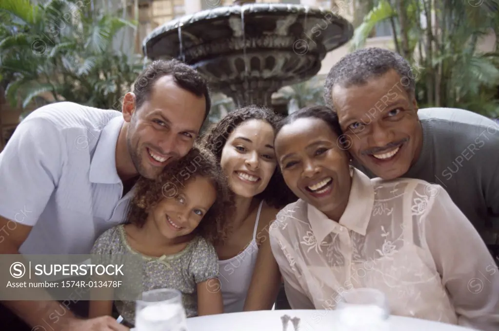 Close-up of a family smiling