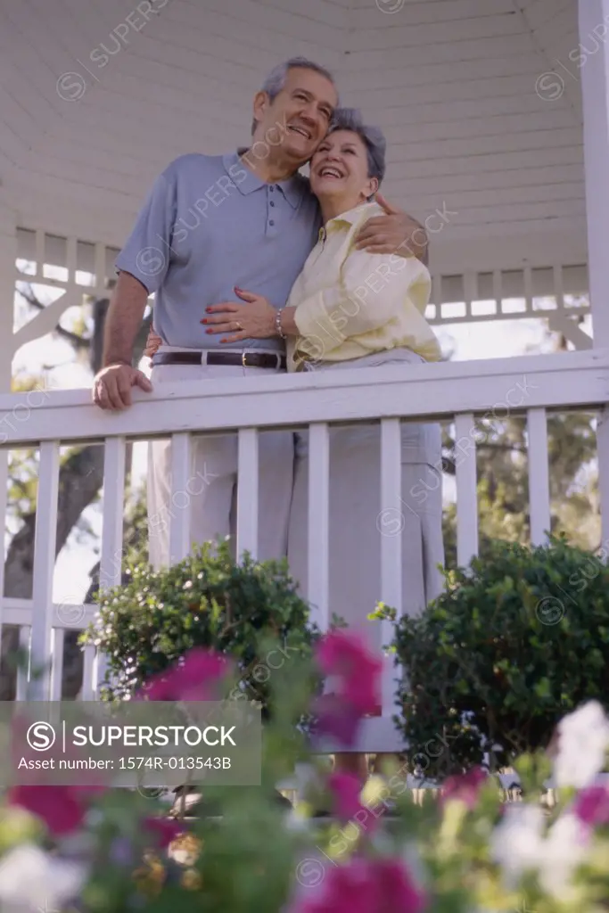 Low angle view of a senior couple standing together