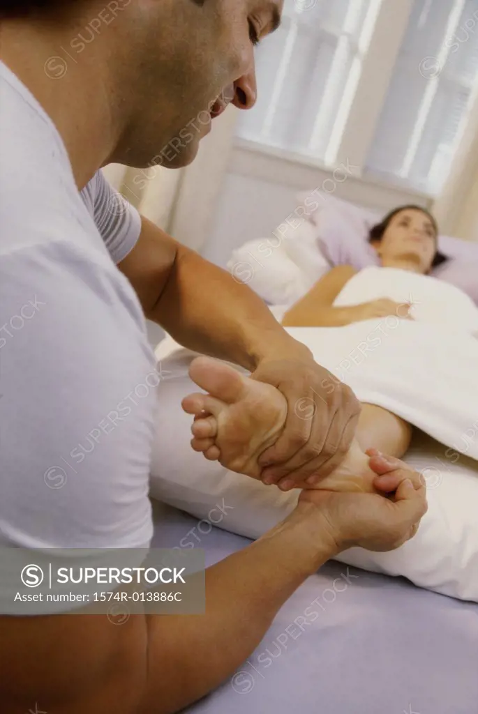 Young woman getting a foot massage