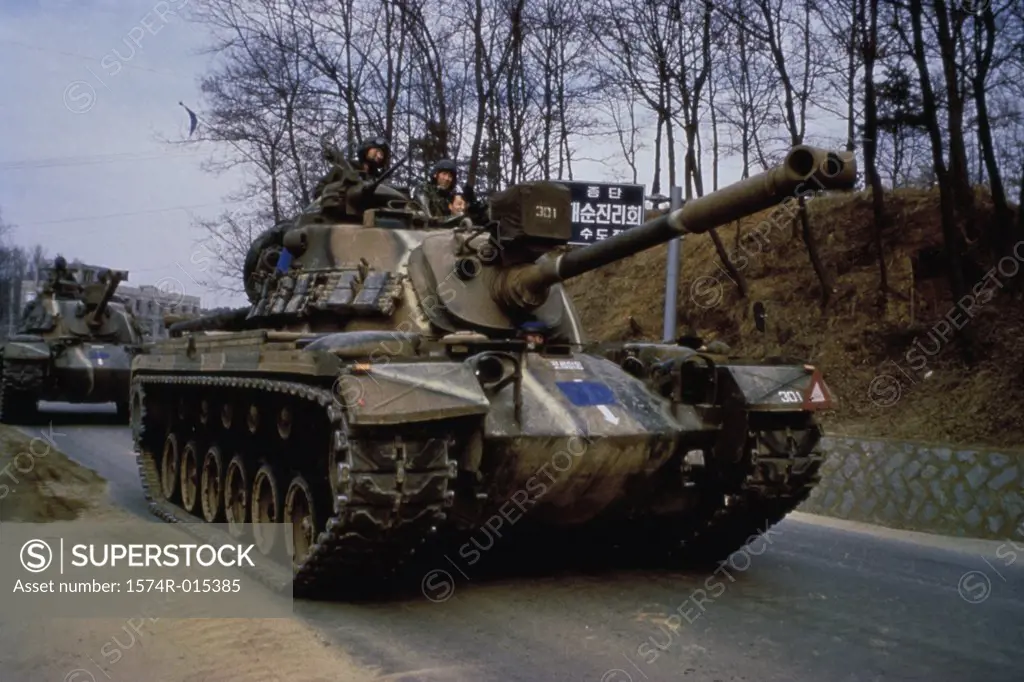 South Korea: Two S. Korean M-48 Tanks During the Joint U.S./South Korean Exercise Team Spirit "89