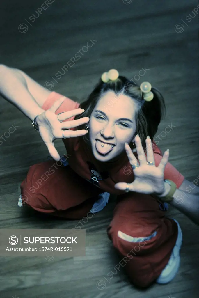 Portrait of a teenage girl dancing