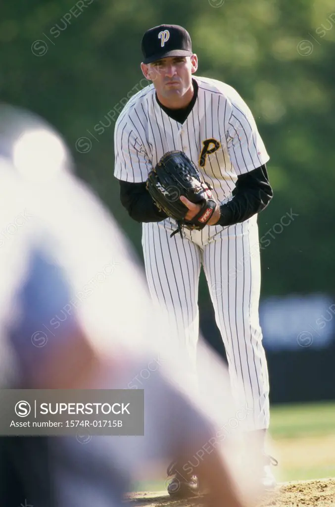 Portrait of a baseball pitcher on the mound