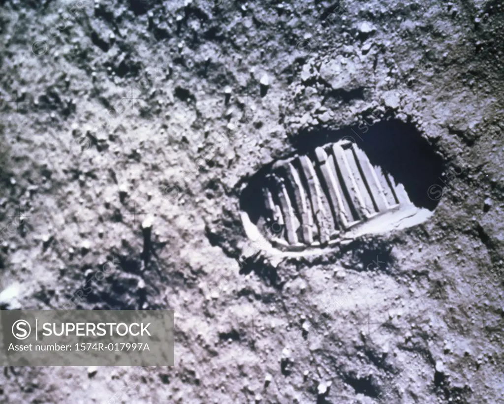 Astronaut Footprint on the Moon  Apollo 11 Mission July 20, 1969